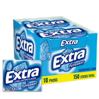 Extra Peppermint Sugar Free Chewing Gum, 15 Pcs., 10 Pk.