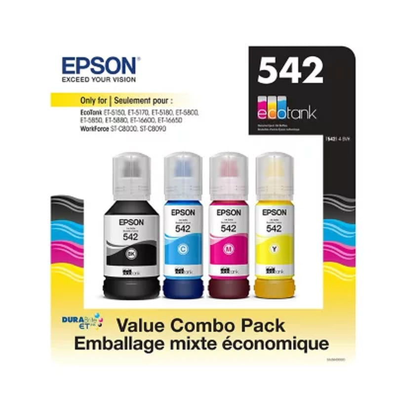 Epson T542 Black and Color Ink Bottles, Club Pack
