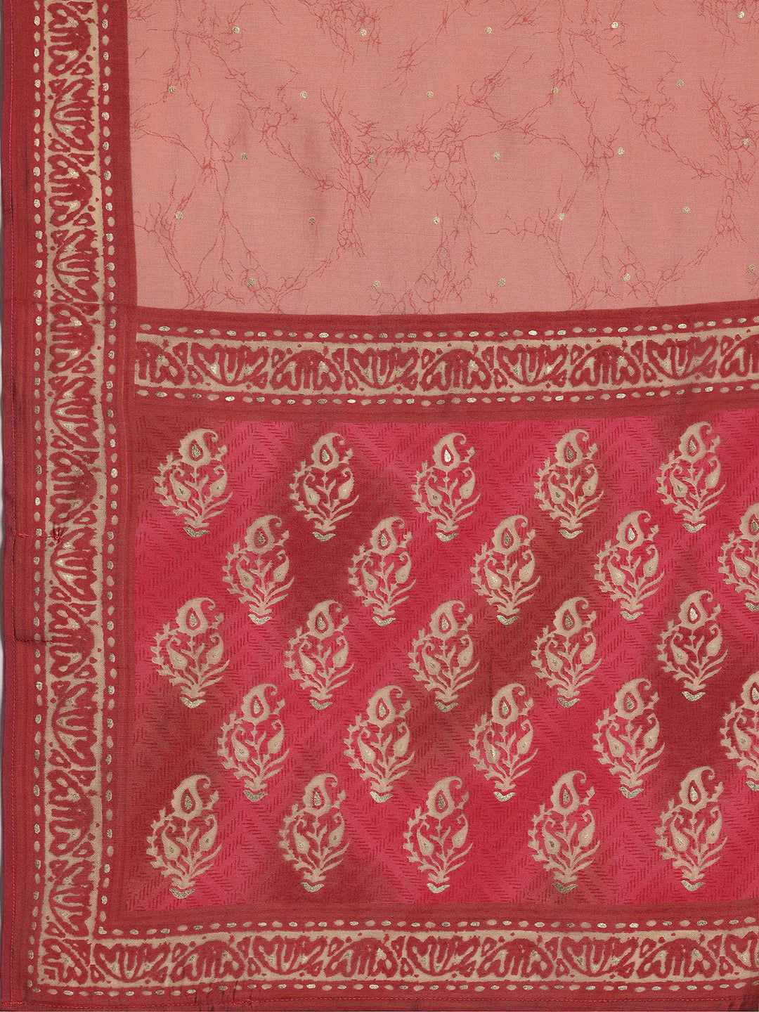 Pink Printed Silk Blend Straight Suit with Dupatta