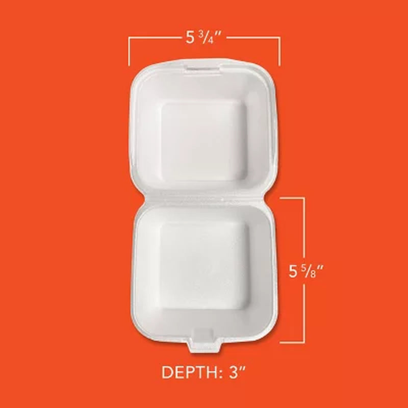 Hefty Supreme Large Sandwich Foam Hinged Lid Containers, 6" 300 Ct.