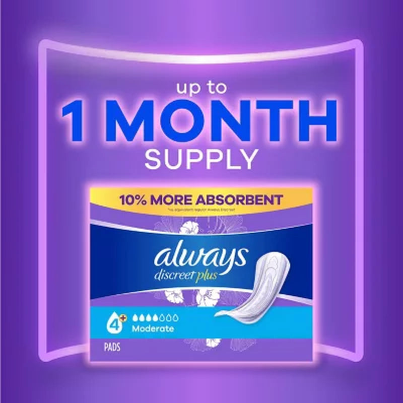 Always Discreet plus Incontinence Pads for Women, Moderate, 153 Ct.