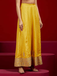 Libas Art Yellow Embroidered Silk Straight Suit with Dupatta