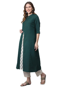 Pistaa's  Women Cotton Printed Cut Regular Kurta
