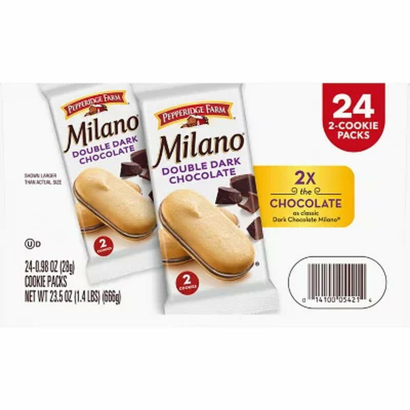 Milano Double Dark Chocolate Cookies, 0.98 Oz., 24 Pk.