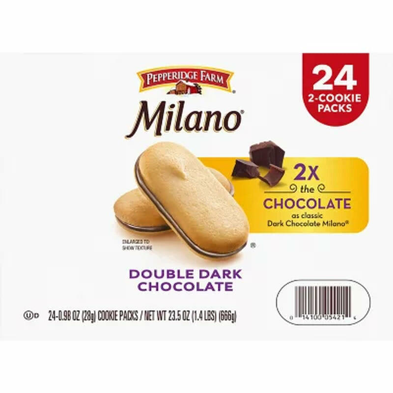 Milano Double Dark Chocolate Cookies, 0.98 Oz., 24 Pk.