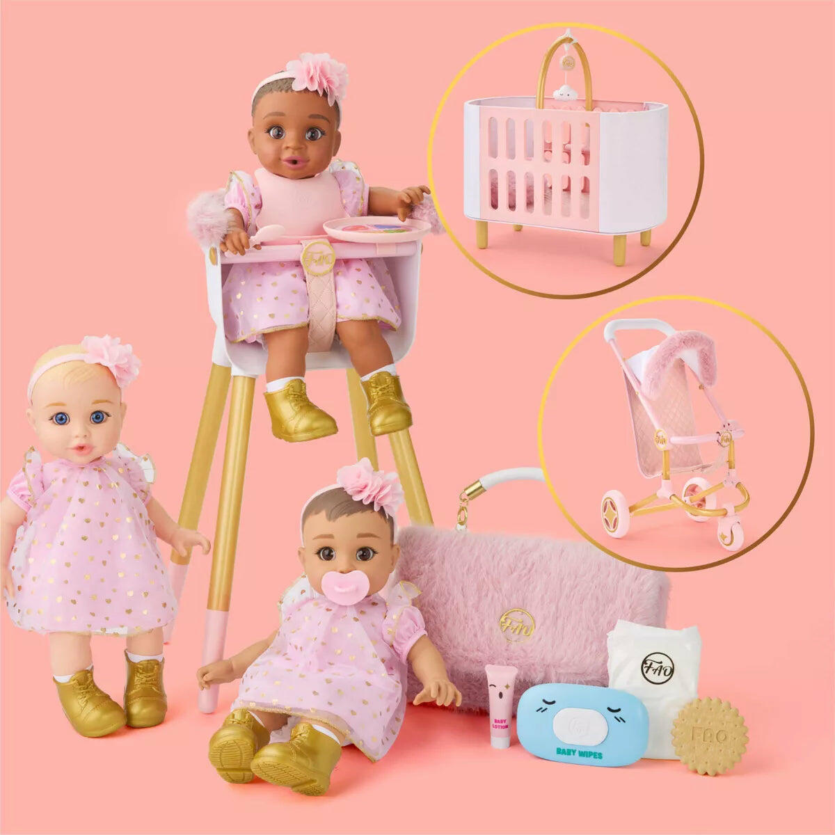 FAO Schwarz 14" Cuddle Baby Doll - Brown Hair