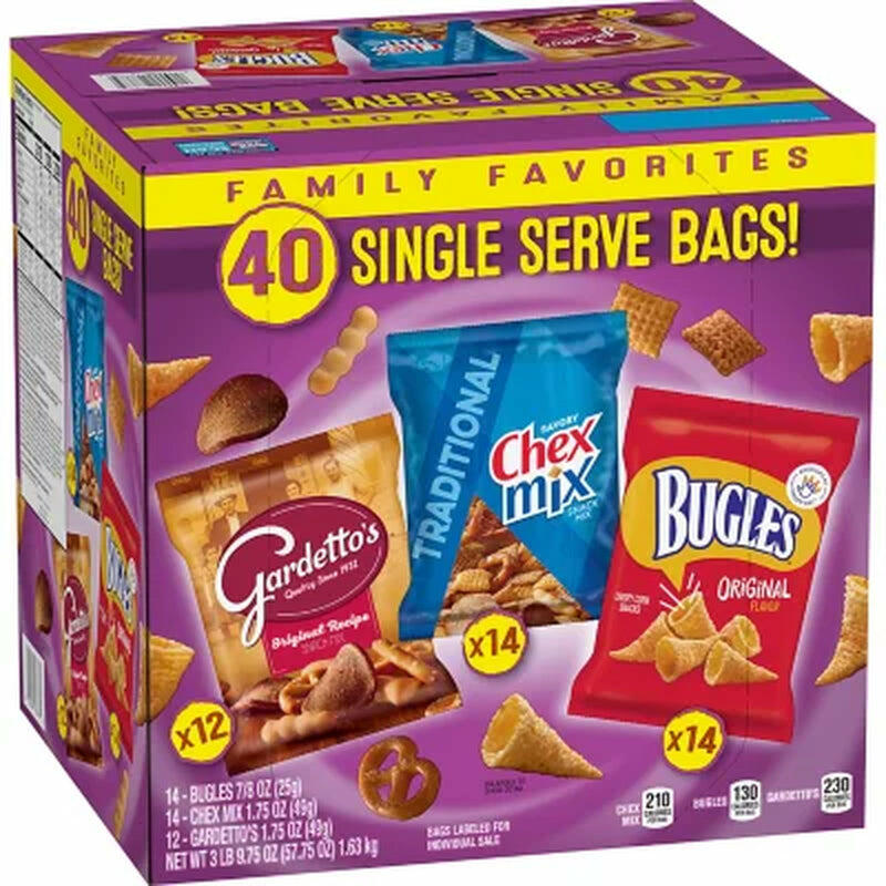 Bugles, Chex Mix & Gardetto Variety Pack Snacks, 40 Pk.