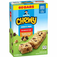Quaker Chewy Variety Pack, Chocolate Chip and Peanut Butter Chocolate Chip 60 Ct.