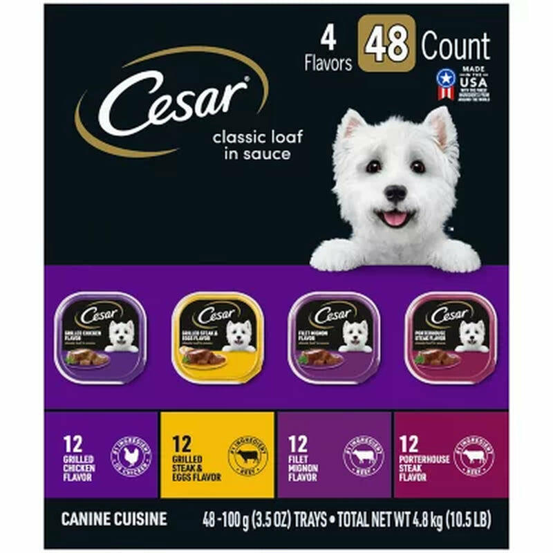 Cesar Variety Pack, Classic Loaf in Sauce Wet Dog Food, 3.5 Oz., 48 Ct.