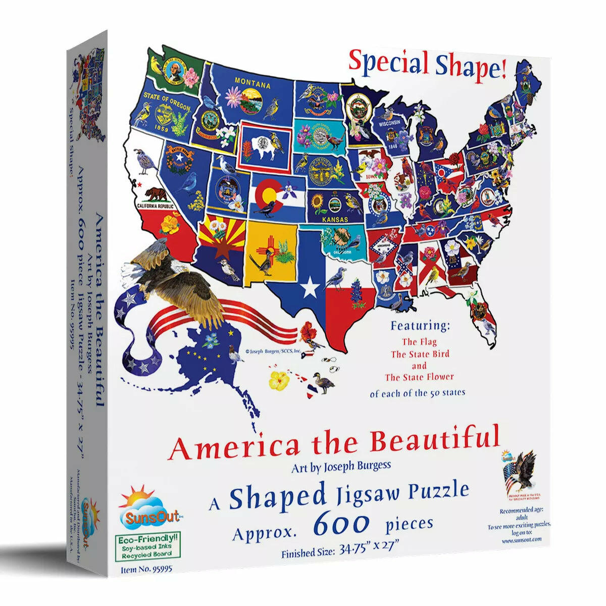 Sunsout America the Beautiful 1000 Pc Special Shape Jigsaw Puzzle 95995