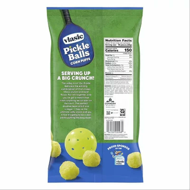 Vlasic Pickle Balls Dill Pickle Flavored Corn Puffs, 14 Oz.