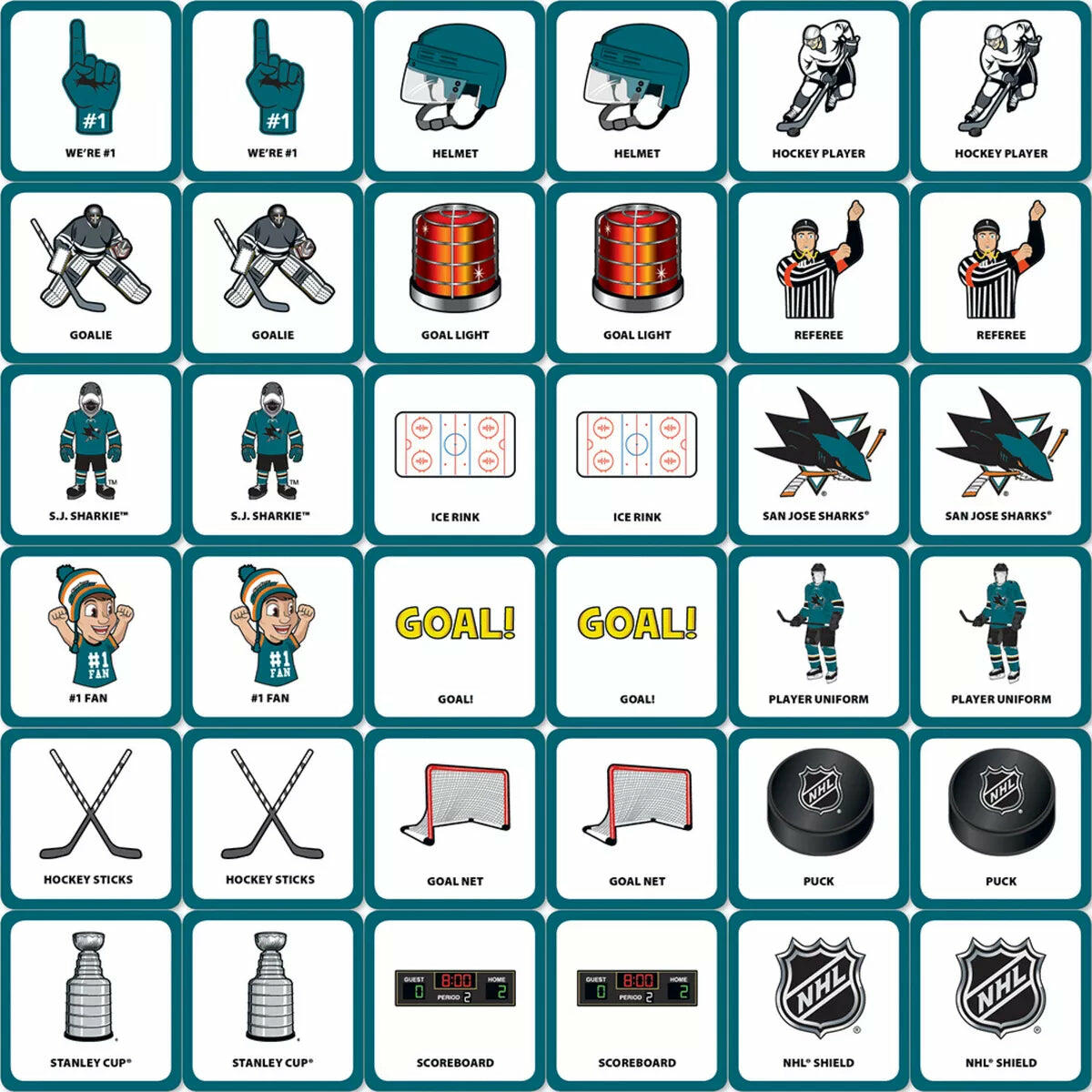 Masterpieces Officially Licensed NHL San Jose Sharks Matching Game for Kids and Families.