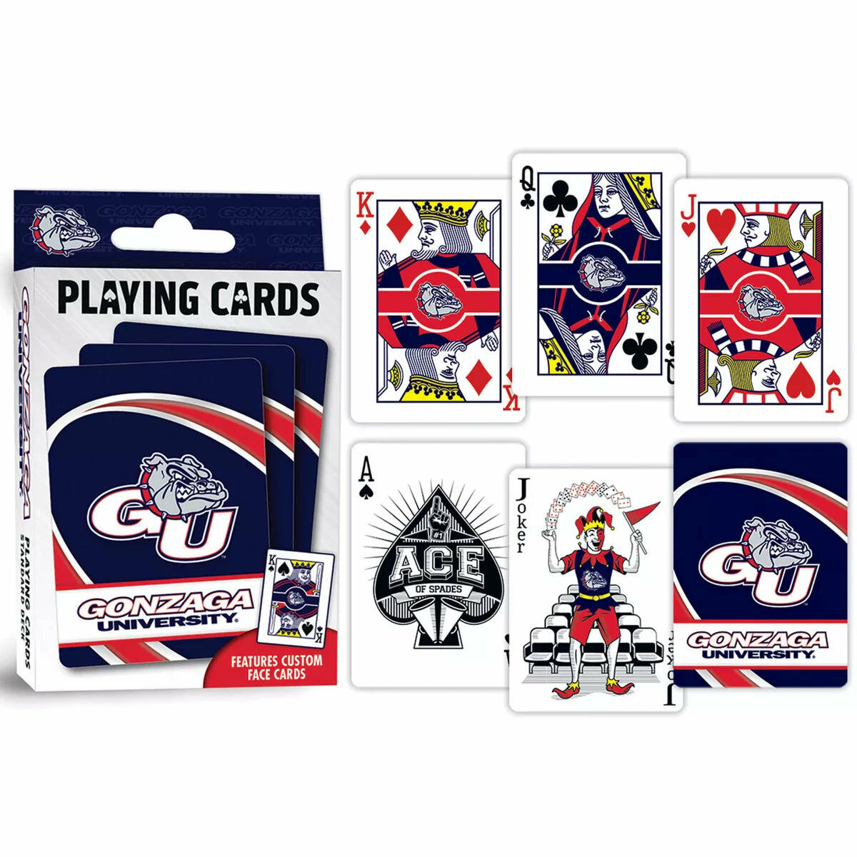 Masterpieces Officially Licensed NCAA Gonzaga Bulldogs Playing Cards - 54 Card Deck for Adults.