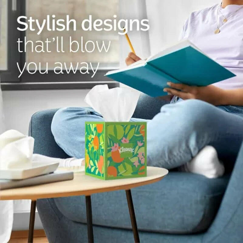 Kleenex Ultra Soft Hypoallergenic 3-Ply Facial Tissues 12 Cube Boxes, 72 Tissues/Box