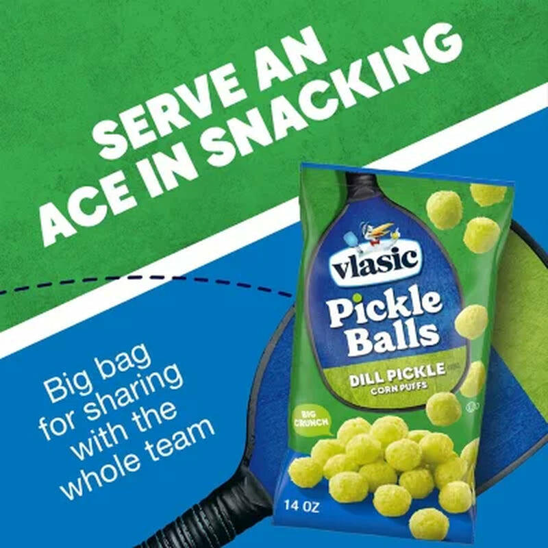 Vlasic Pickle Balls Dill Pickle Flavored Corn Puffs, 14 Oz.