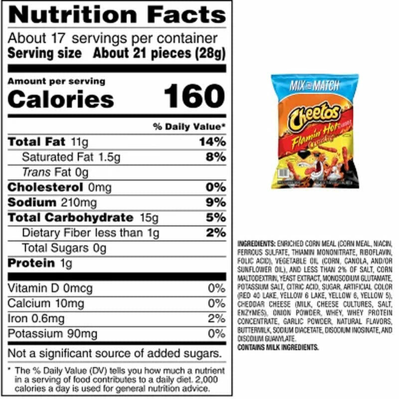Cheetos Crunchy Flamin' Hot Cheese Snacks, 17.37 Oz.