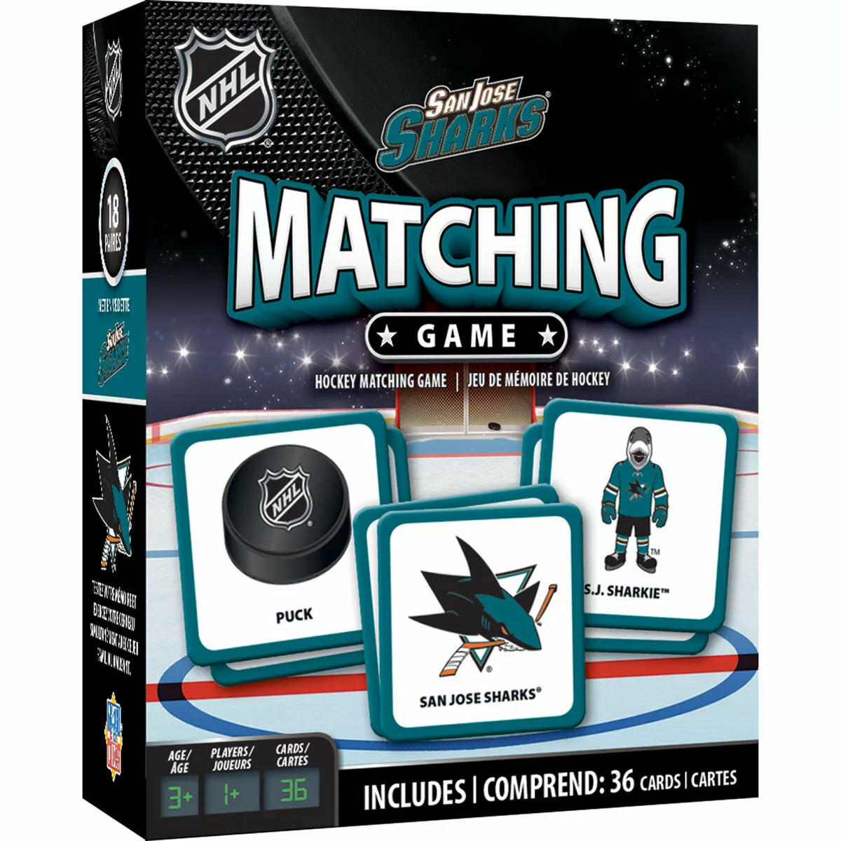 Masterpieces Officially Licensed NHL San Jose Sharks Matching Game for Kids and Families.