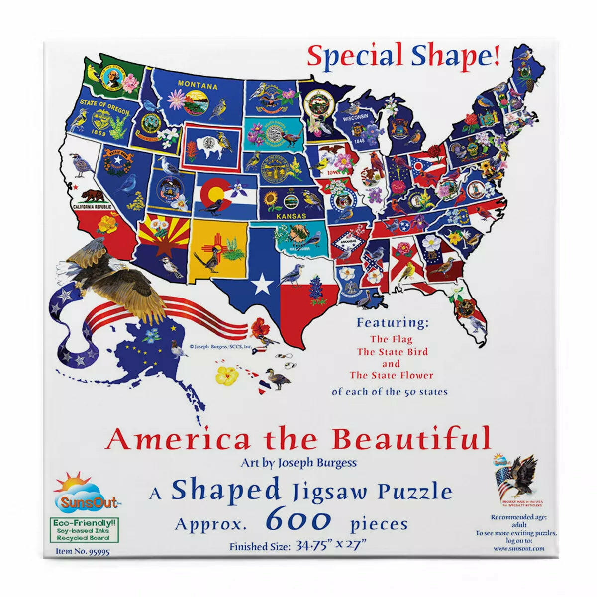 Sunsout America the Beautiful 1000 Pc Special Shape Jigsaw Puzzle 95995
