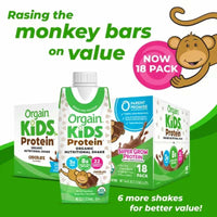 Orgain Kids Organic Grass Fed 8G Protein Nutritional Shake Chocolate, 18 Ct.