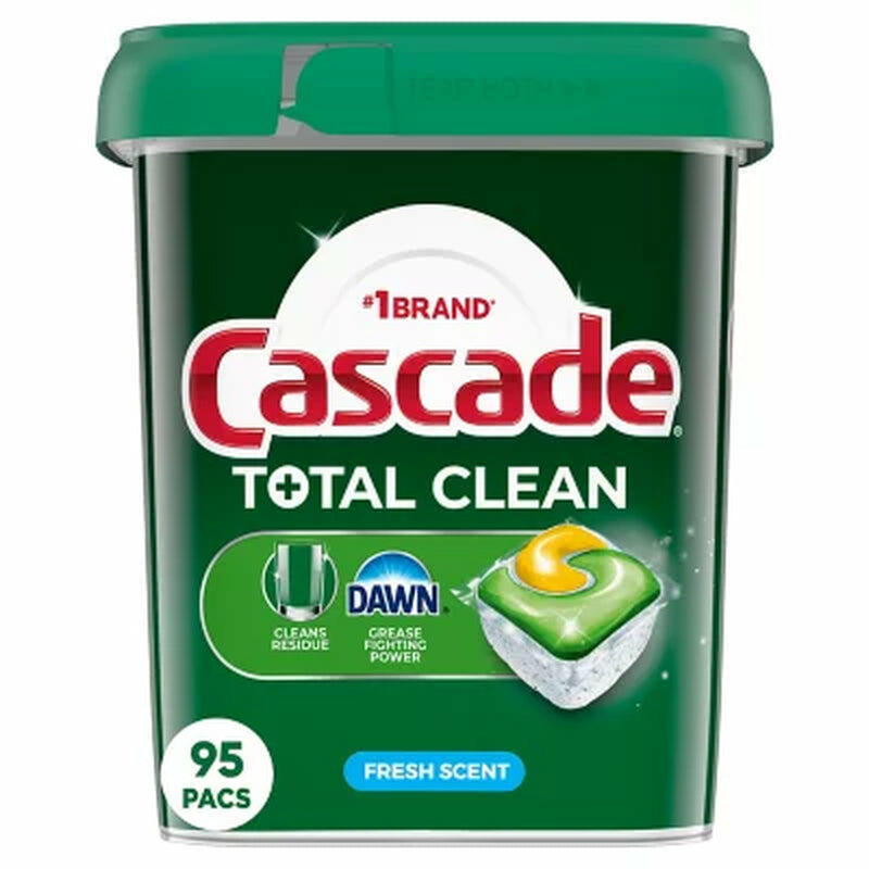Cascade Total Clean Actionpacs Dishwasher Detergent, Fresh Scent, 95 Ct.