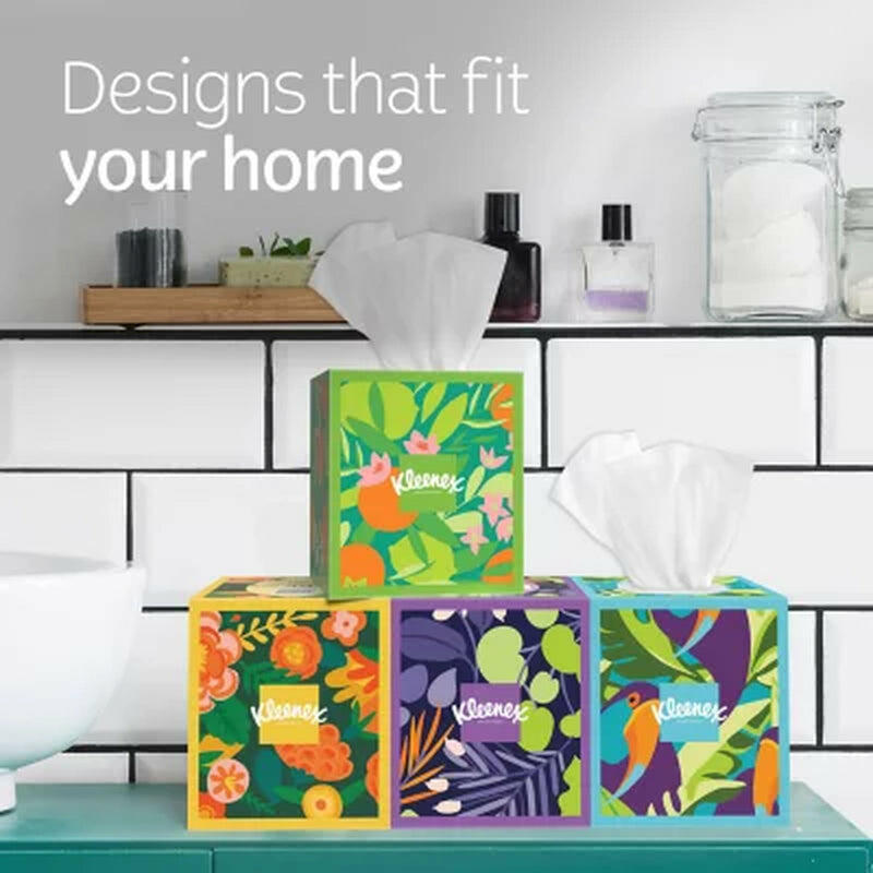 Kleenex Ultra Soft Hypoallergenic 3-Ply Facial Tissues 12 Cube Boxes, 72 Tissues/Box