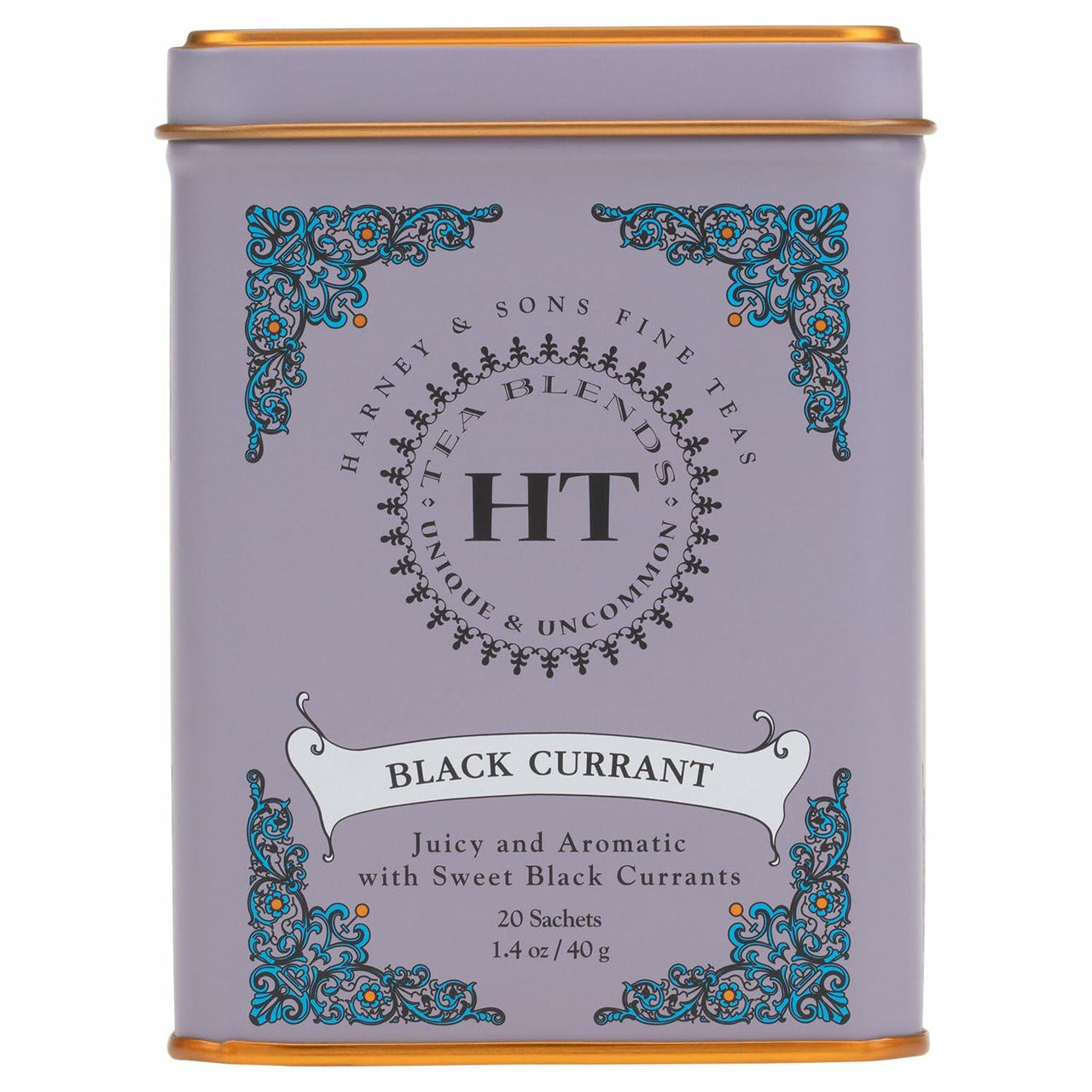 Harney & Sons Caffeinated Tea Tin Sachets, Black Currant, 20 Count
