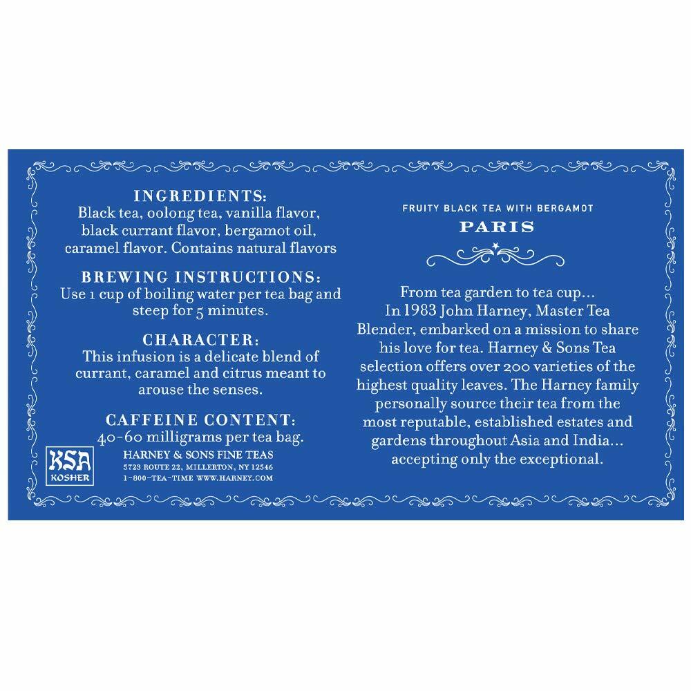 Harney & Sons Paris Tea, Fruity Black tea with Bergamot, 50 teabags