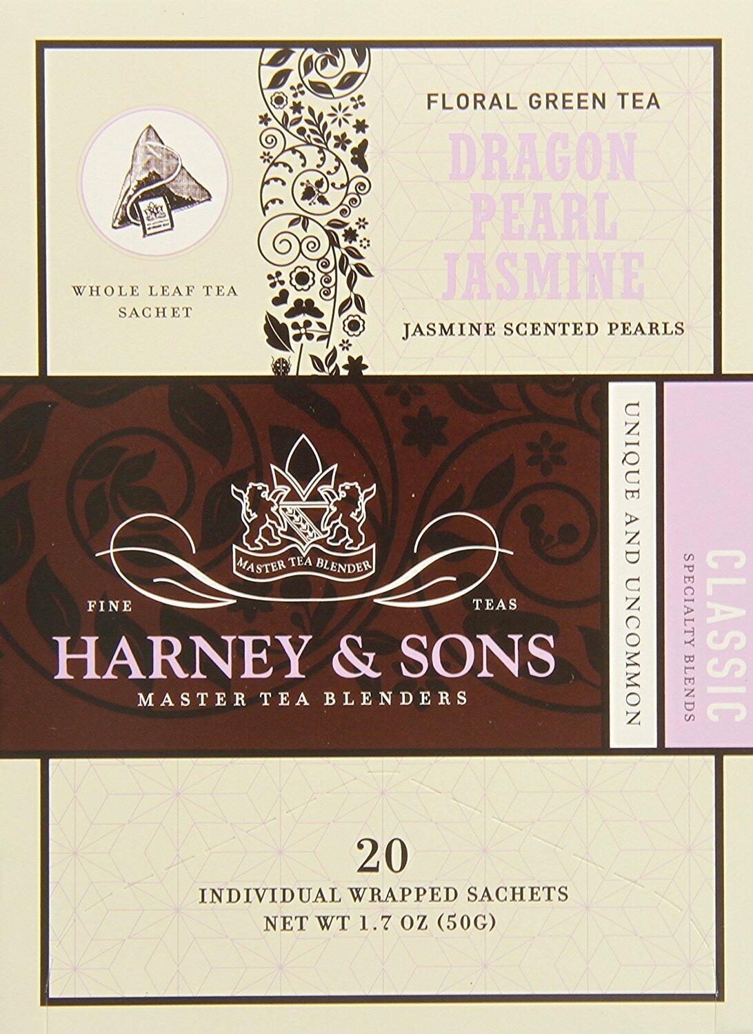 Harney & Sons Dragon Pearl Green Tea Sachets, Jasmine, 1.7 Oz