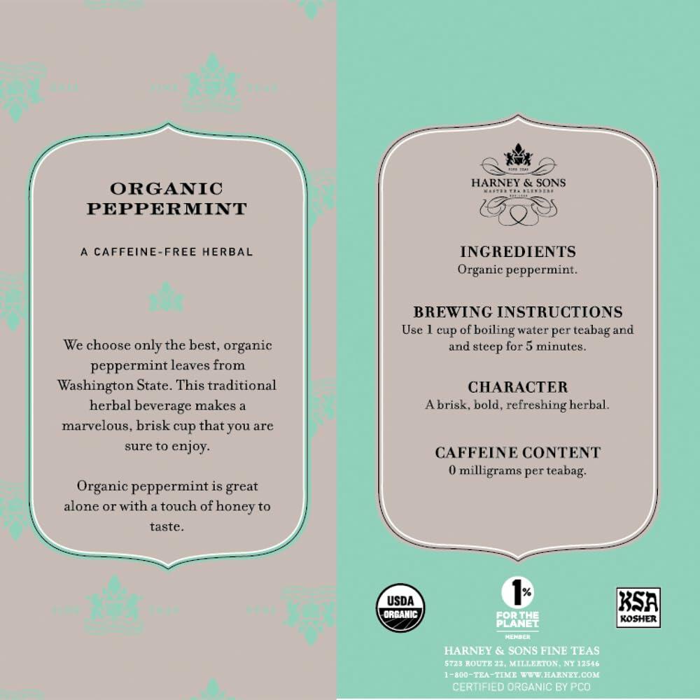 Harney & Sons Variety Pack Premium Tea Bags, 6 Flavors, 20 Tea Bags Each, (Egyptian Chamomile, English Breakfast, Hot Cinnamon Spice, Organic Peppermint, Japanese Sencha, Decaffeinated Ceylon )