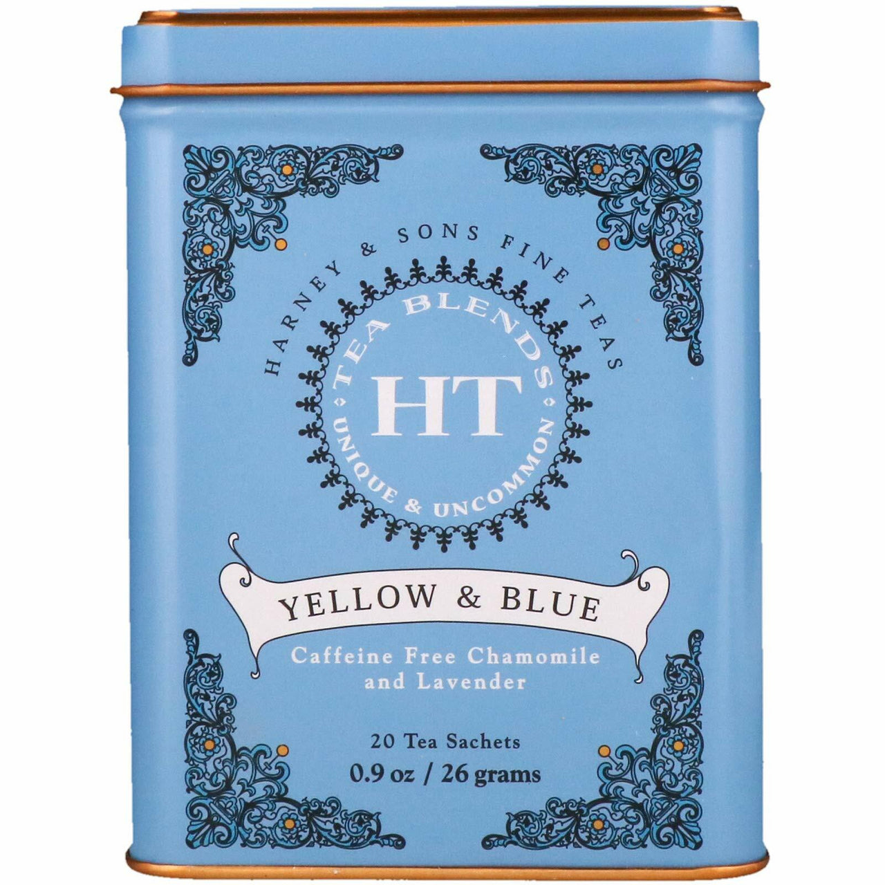 Harney & Sons Master Yellow & Blue Tea Tin - Herbal Blend of Chamomile, Lavender, and Cornflowers - 1.4 Oz, 20 Count