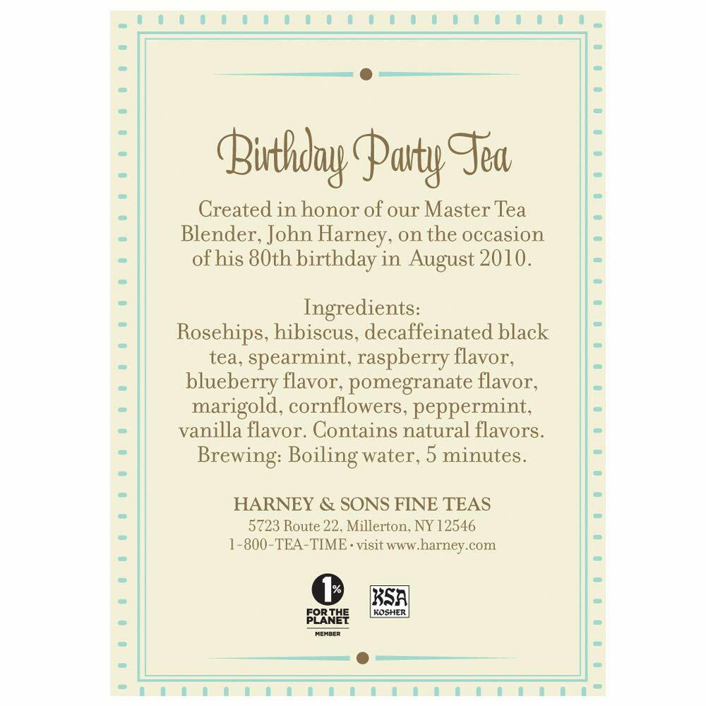 Harney & Sons Birthday Party Tea, Decaf, Sachets Decaffeinated 30 Count