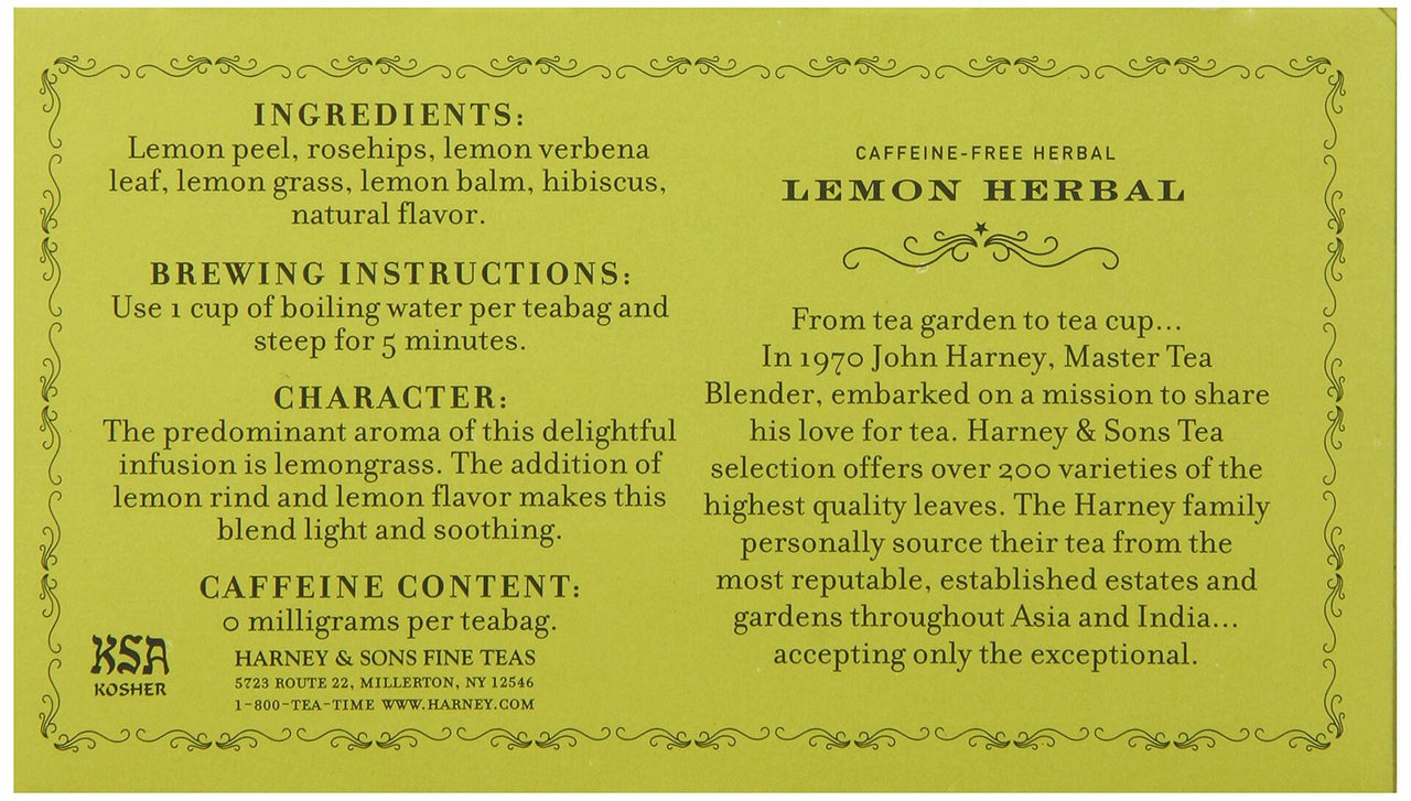 Harney & Sons Herbal Tea, Lemon, 50 Tea Bags