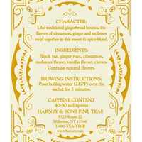 Harney & Sons Gingerbread Tea, 30 Sachets of Gingerbread Festival, a Black Tea with Ginger & Cinnamon