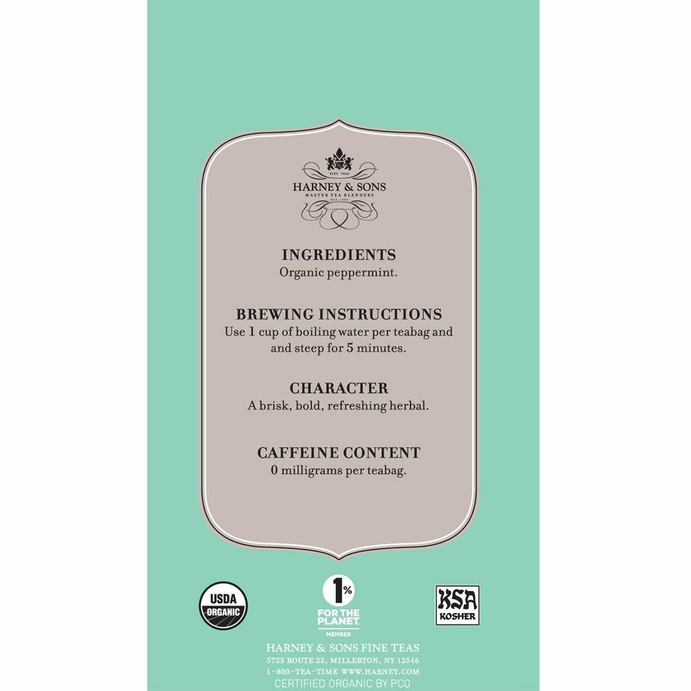 Harney & Sons Premium Organic Herbal Tea, Peppermint, 20 Count