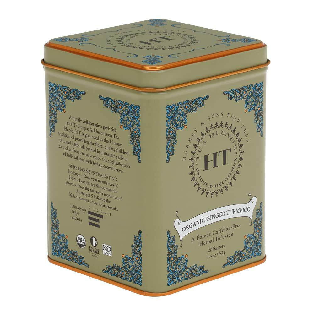 Harney & Sons HT Organic Ginger Turmeric Tea, 20 Sachets of Soothing Ginger Turmeric Tea