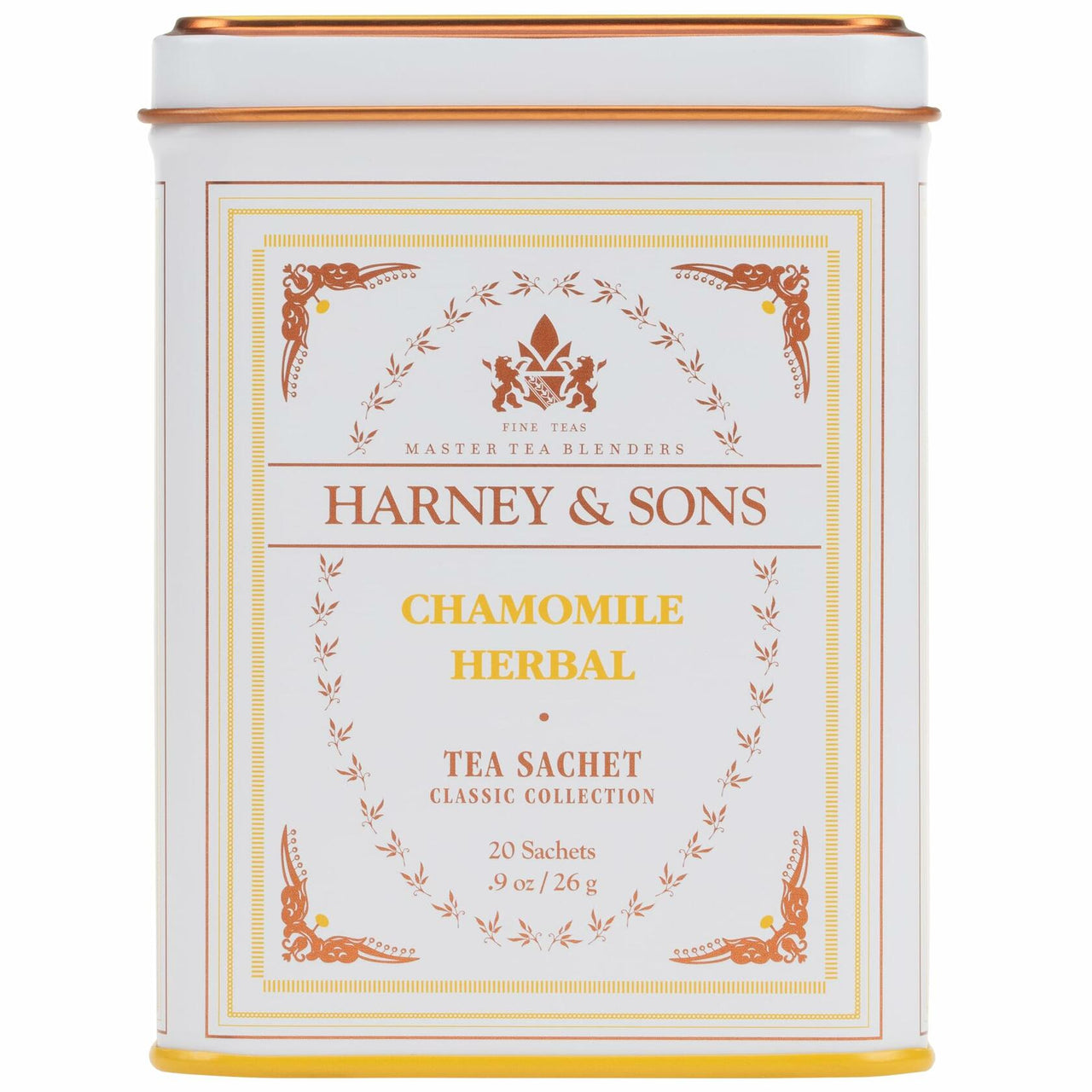 Harney & Sons Chamomile Herbal Tea, Classic Tin, 20 Sachets, white