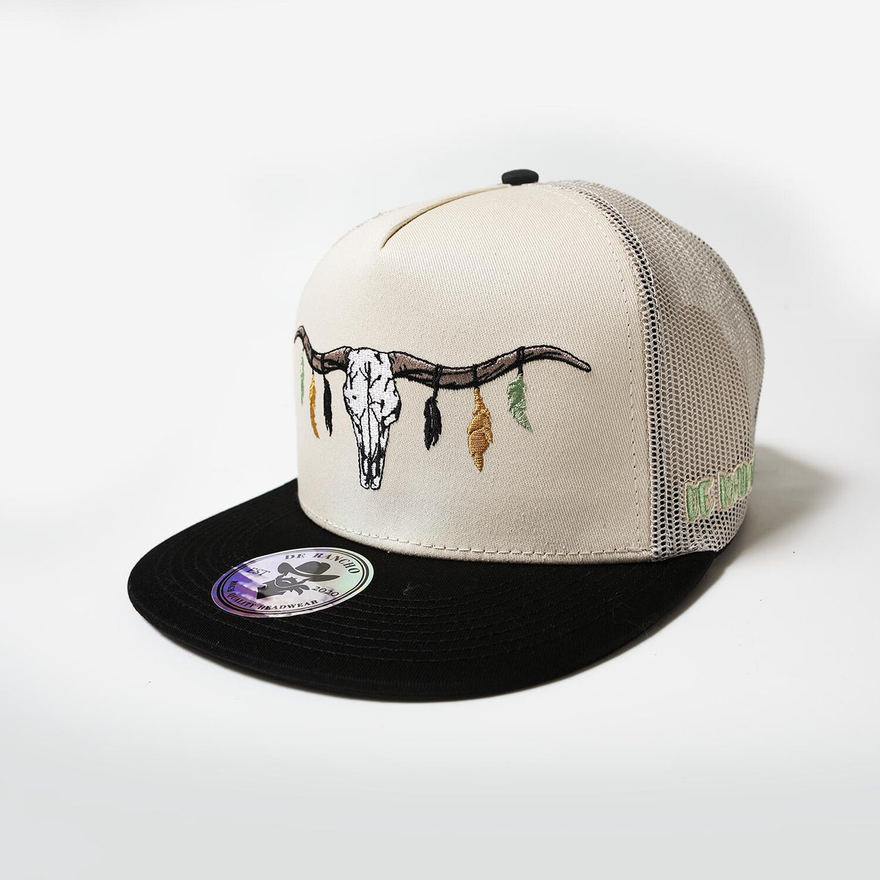 De Rancho Longhorn Skull Hat (CREAM/BLACK) Dr089