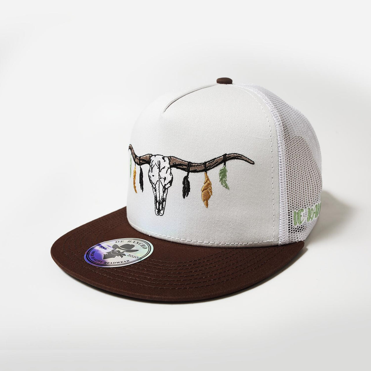 De Rancho Longhorn Skull Hat (WHITE/BROWN) Dr087