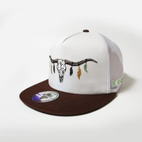 De Rancho Longhorn Skull Hat (WHITE/BROWN) Dr087