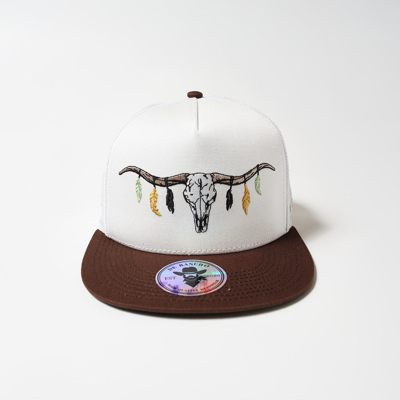 De Rancho Longhorn Skull Hat (WHITE/BROWN) Dr087