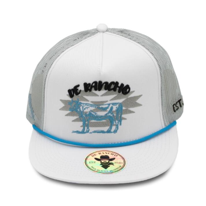 De Rancho Tribal Cow Blue (WHITE) Dr052 Hat
