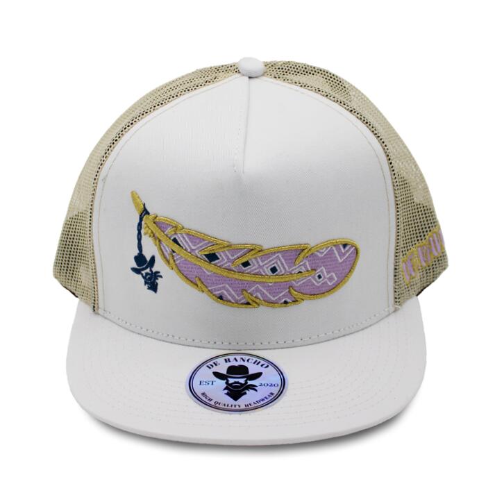 De Rancho Gold Feather (WHITE) Dr011 Hat