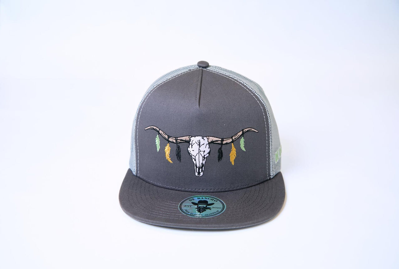 De Rancho Longhorn Skull Hat (GRAY) Dr085