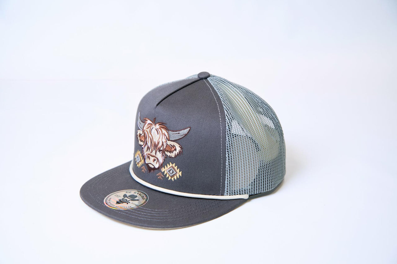 De Rancho Highland Cow #2 Hat (GRAY/CREAM) Dr186