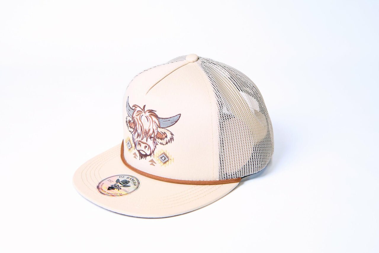 De Rancho Highland Cow #2 Hat (CREAM/BROWN) Dr187