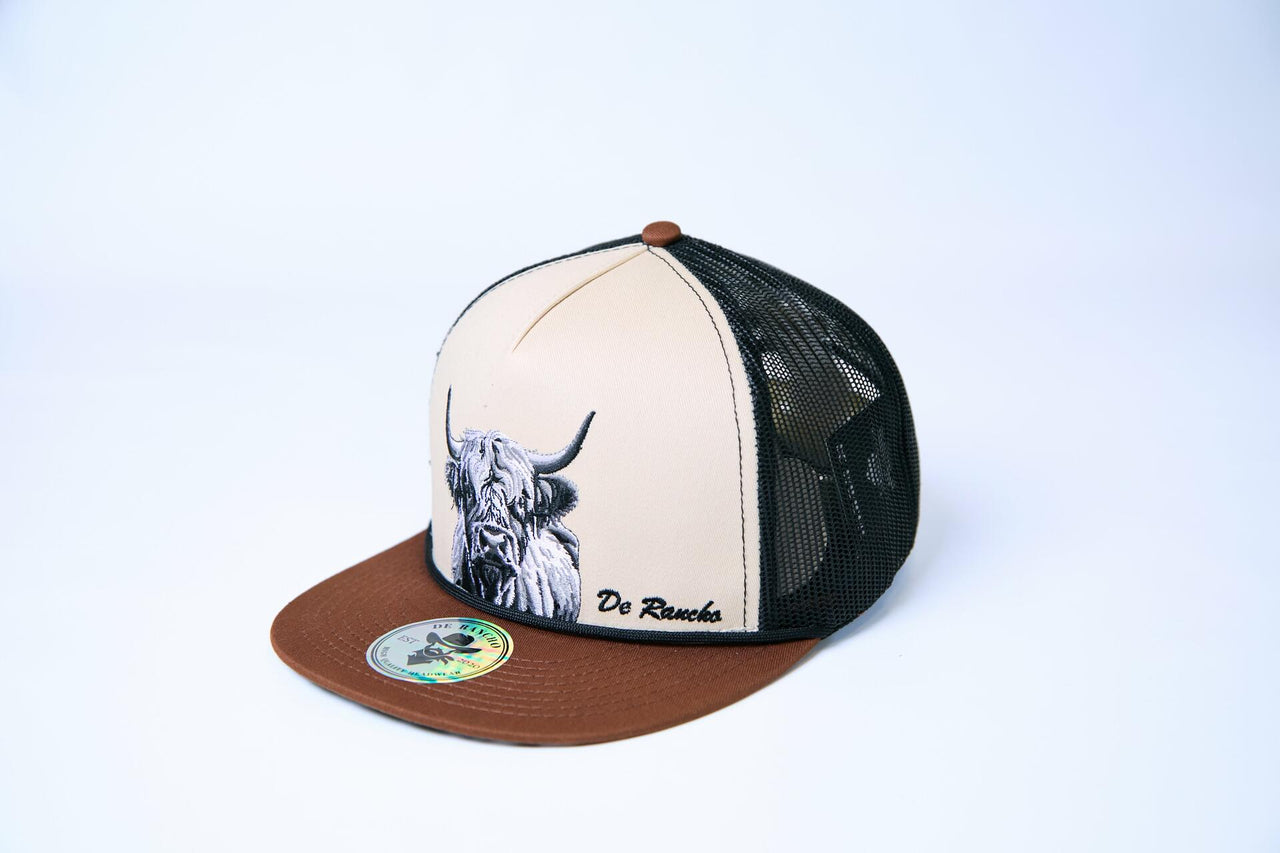De Rancho Highland Cow #1 Hat (CREAM/BROWN) Dr176