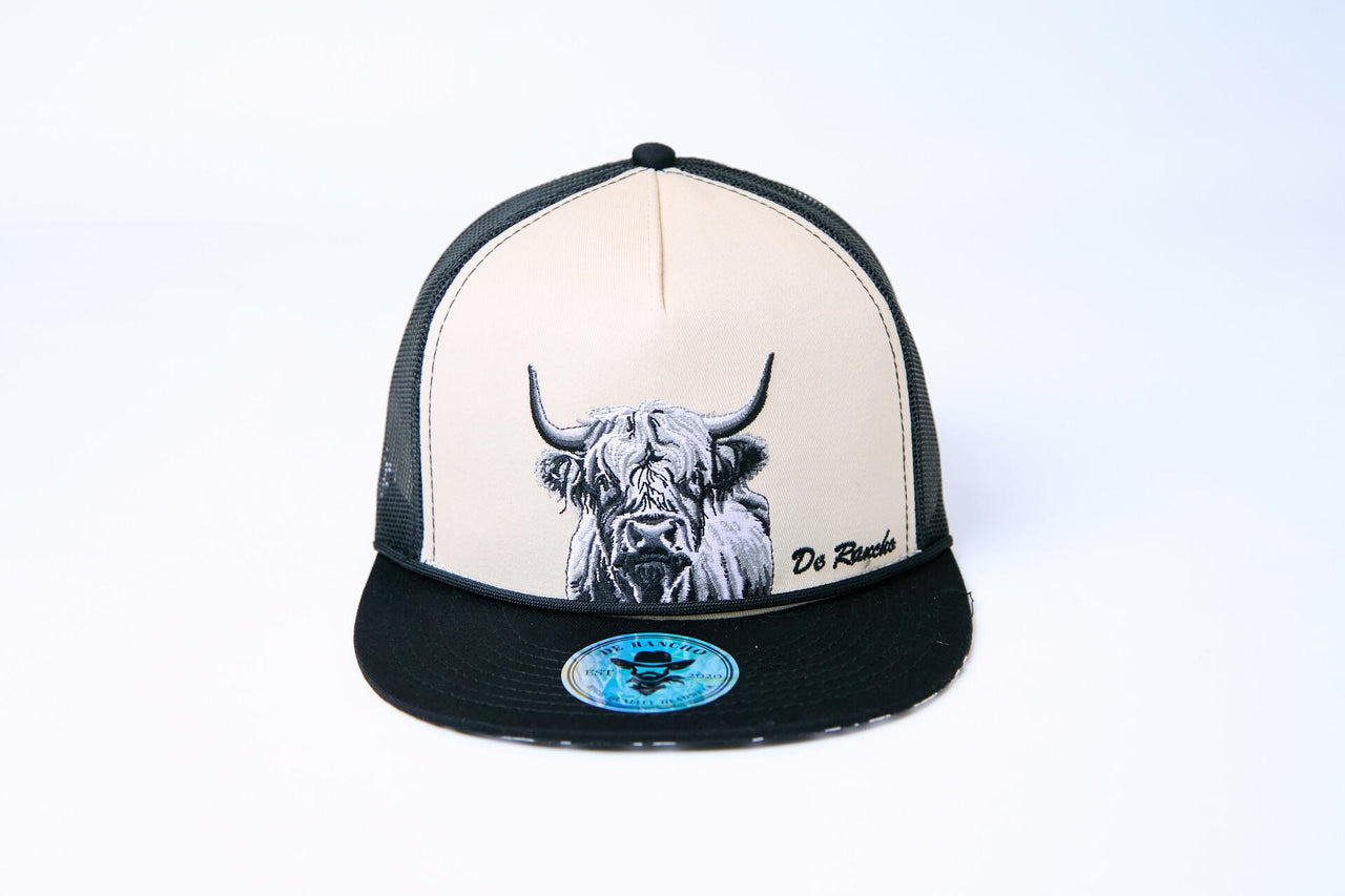 De Rancho Highland Cow #1 Hat (CREAM/BLACK) Dr175