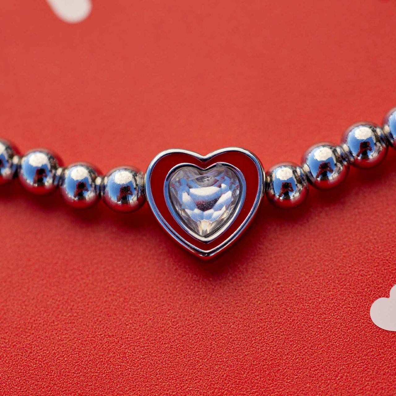 Pura Vida Stone & Enamel Heart Stretch Bracelet