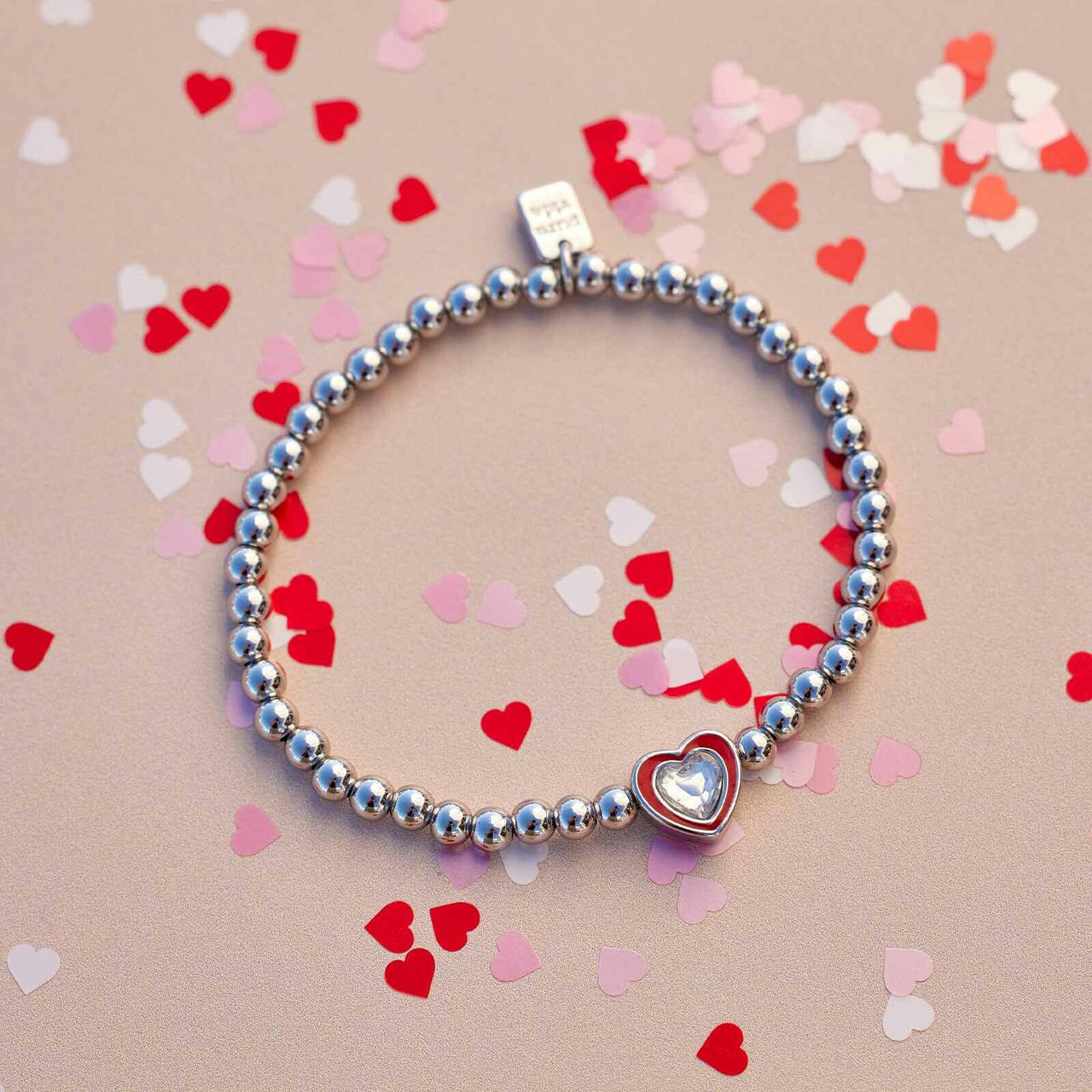 Pura Vida Stone & Enamel Heart Stretch Bracelet