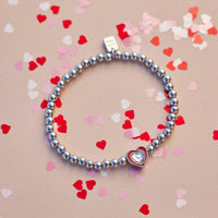 Pura Vida Stone & Enamel Heart Stretch Bracelet